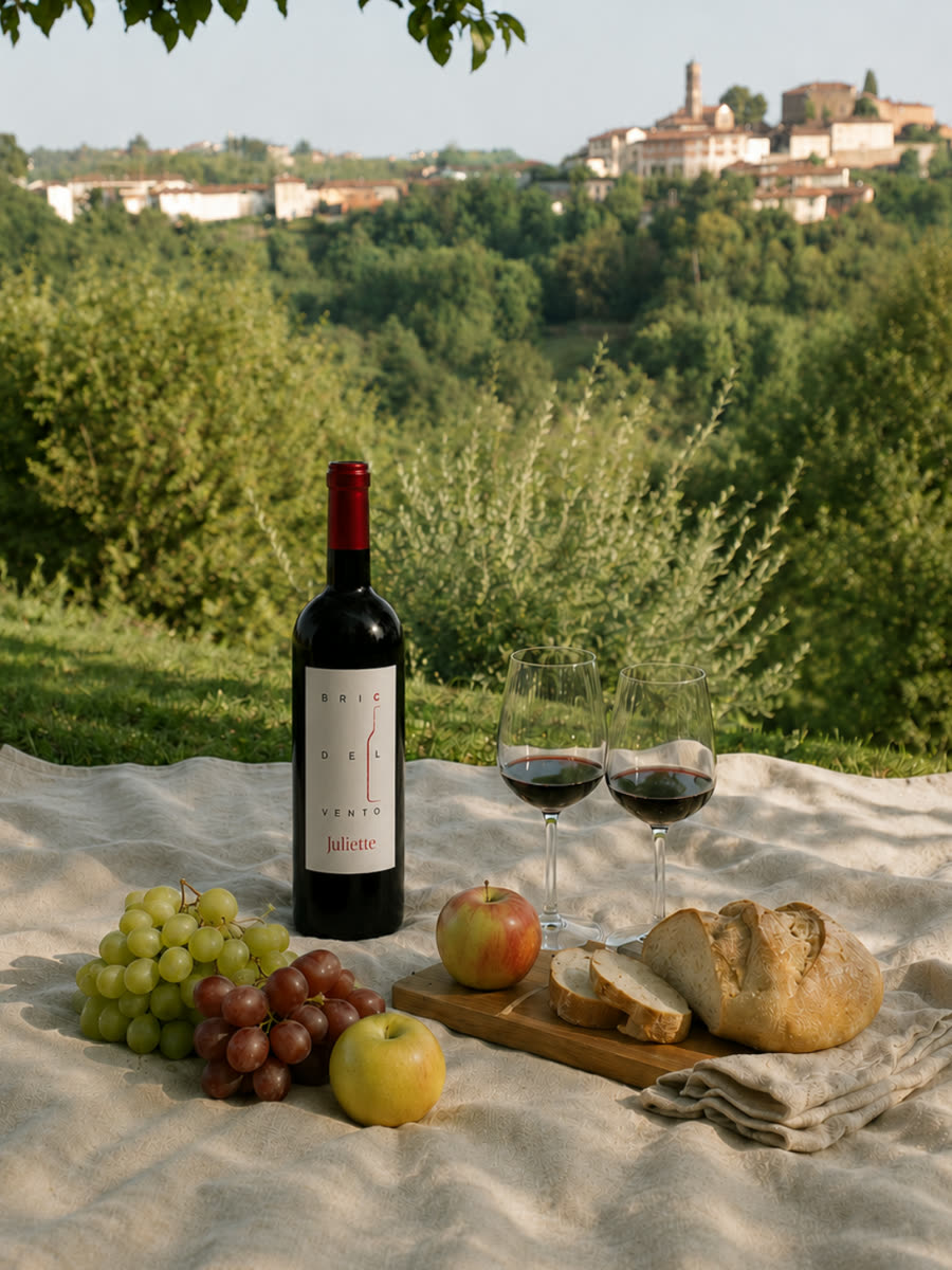 Wine tasting picnic overlooking Monferrato